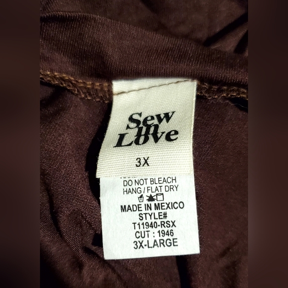 NWOT Size 3X Espesso Brown Stretchy Sew In Love Tee **Price Firm** - Picture 5 of 6